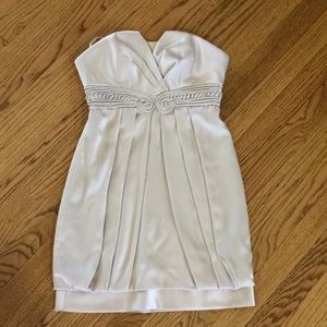 BCBGMaxAzria prom champagne strapless bubble dress